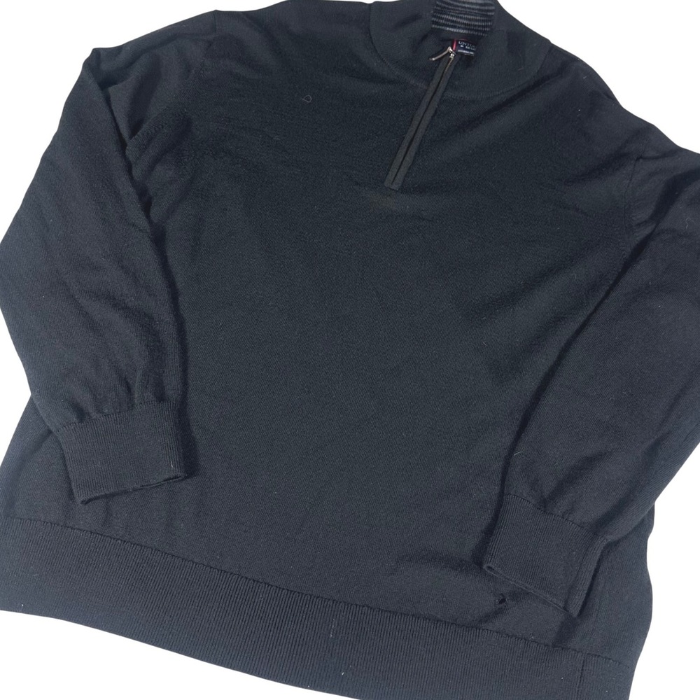 UNTUCKit Belguardo Quarter-Zip Sweater Men XXL Black Merino Wool 31811